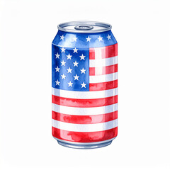 American Flag Soda Can: A refreshing soda can proudly displays the American flag, perfect for patriotic celebrations and summer festivities.