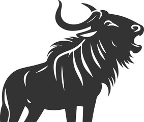 Wild animal vector silhouette of a wildebeest
