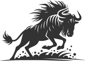 Obraz premium Wild animal vector silhouette of a wildebeest