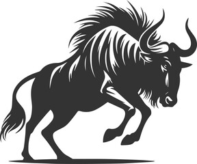 Wild animal vector silhouette of a wildebeest