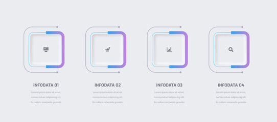 Business Neumorphic Infographic Presentation with Gradient Color Square Label 4 Option and Icon