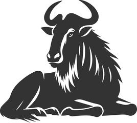 Wild animal vector silhouette of a wildebeest