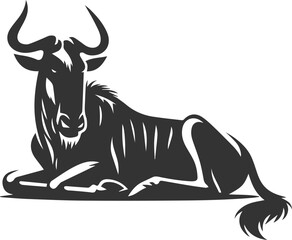 Wild animal vector silhouette of a wildebeest