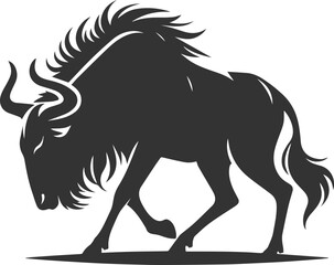 Wild animal vector silhouette of a wildebeest