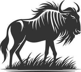 Wild animal vector silhouette of a wildebeest