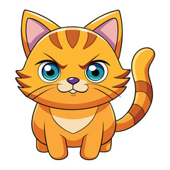 Fototapeta premium Grumpy orange tabby kitten cartoon illustration