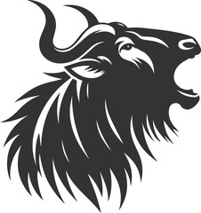 Wild animal vector silhouette of a wildebeest