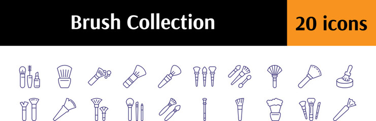 Set of Beauty Related Line Icons. Cosmetic Brush Outline Signs for Graphic and Web Design, Apps, Adverts, Various Cards