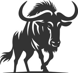 Wild animal vector silhouette of a wildebeest