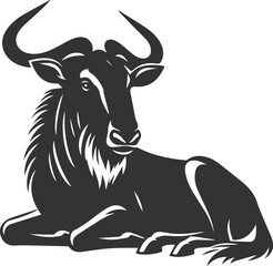 Wild animal vector silhouette of a wildebeest