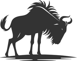 Wild animal vector silhouette of a wildebeest
