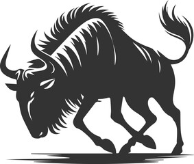 Wild animal vector silhouette of a wildebeest