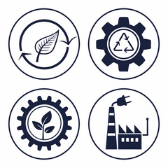 leaf inside gear recycling symbol eco friendly