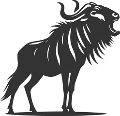 Wild animal vector silhouette of a wildebeest