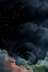 Obraz premium A dark night sky with swirling, colorful clouds