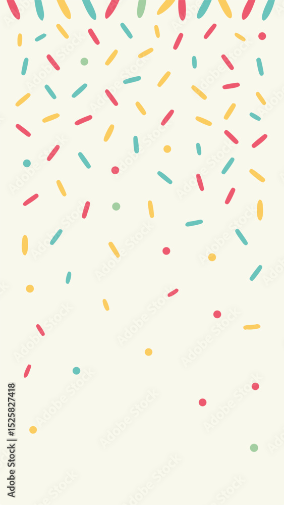 Poster colorful sprinkles pattern on a white background suitable for various design projects