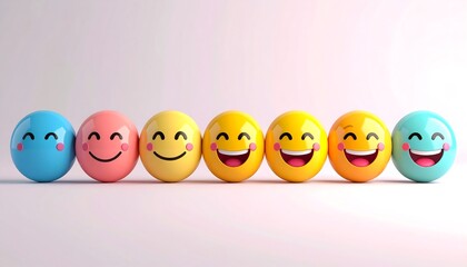 Colorful emoji faces in a row