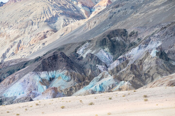 
Artists Palette is series of hills in pastel hues, colored by oxidation and weathering presented in Death Valley National Park	
