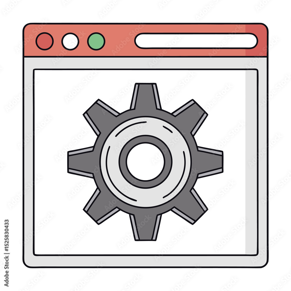 Poster website interface with gear icon depicting settings and digital configuration