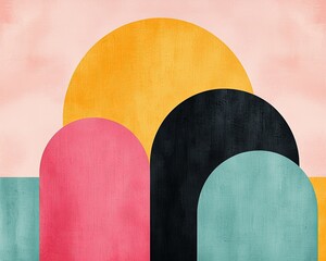 Abstract Geometric Shapes with Soft Color Palette
