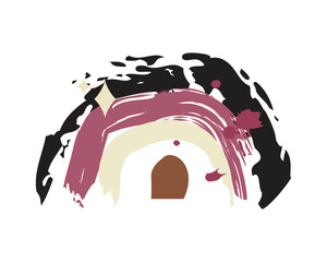 Beautiful neutral bohemian rainbow illustration design