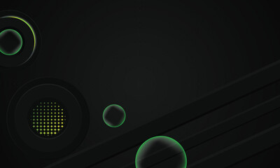 Black template wallpaper background with gradient green shining light effect graphic