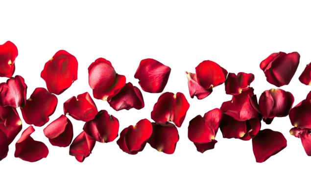 Red rose petals scattered on black background (1)