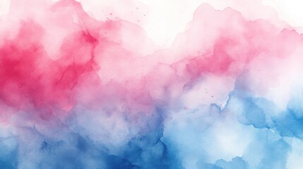 Abstract Watercolor Painting: Pink and Blue Hues