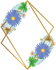 Watercolor flower and floral frame border element clipart