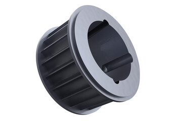 Detailed 3D Render Industrial Timing Pulley Gear Wheel Mechanical Power Transmission Drive System Machine Element Isolated Transparent Background High Resolution Engineering Design Component