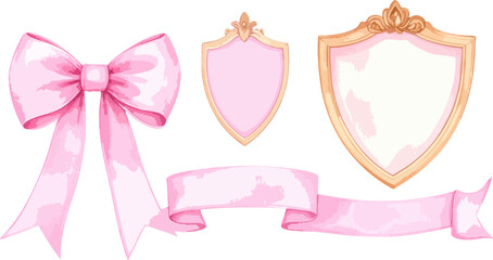 Pink Satin Ribbon Bow is a festive decoration for celebrations, gifts or holidays isolated on white background.