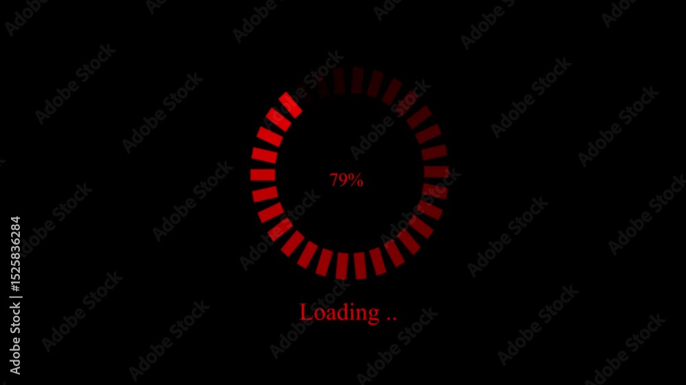 Poster red loading circular flame symbol on black