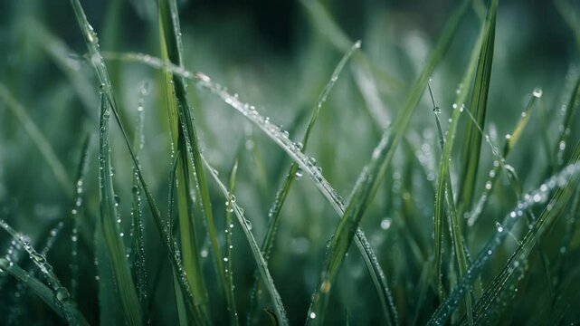 Dew-Covered Grass in Morning Light/朝露の草と柔らかな光5