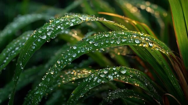 Dew-Covered Grass in Morning Light/朝露の草と柔らかな光4
