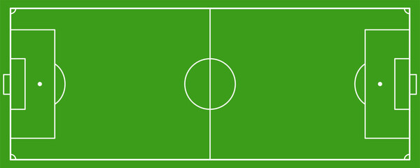 Soccer field in flat style. Football stadium vector illustration on isolated background. Sport plan sign business concept. Editable stroke © Vasyl Yurlov