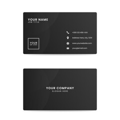 Modern Black Minimalist Business Card Template with QR Code and Contact Icons
