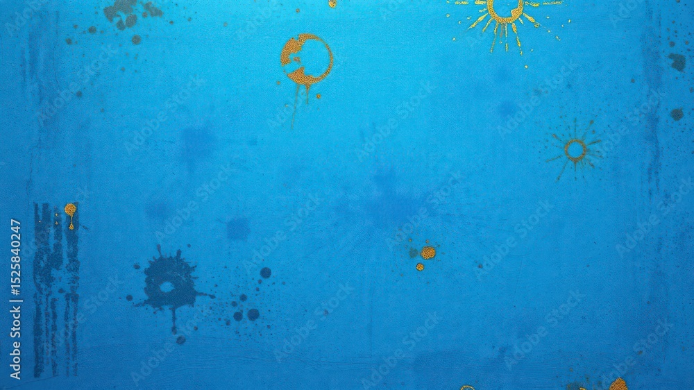 Aufkleber textured cerulean surface with abstract stains and smudges, creating a worn, organic, visually intri