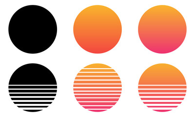 Vintage retro sunset icon set illustration.