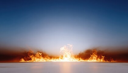 Obraz premium Fiery horizon on a concrete plain