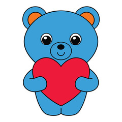 Obraz premium Adorable blue teddy bear holding a red heart