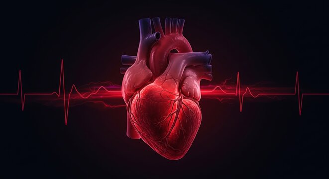 A heart with a red line behind it