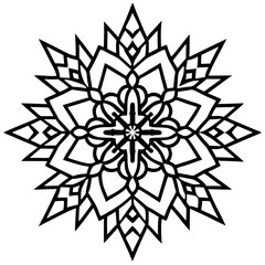 Simple Winter Snowflake Mandala Vector on White