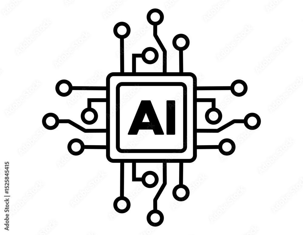 Poster ai chip processor isolated on white vector icon for any design