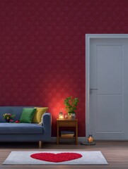 Cozy room with heart rug