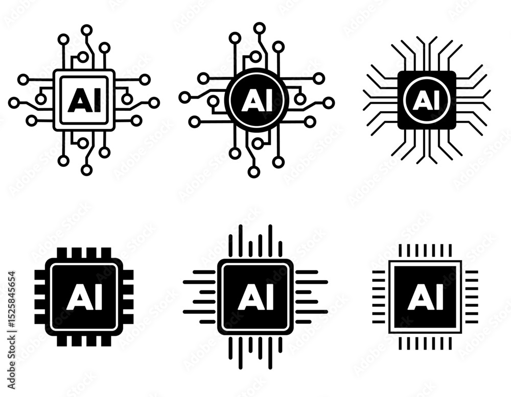 Poster ai chip processor isolated on white vector icon for any design