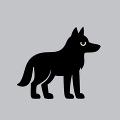 Handsome vector wolf with big eyes, simple design, great for kids' projects and decor.