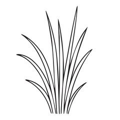 Vector design of wild grass in a minimalist style, drawn in black and white with thick black outlines and simplified organic forms.

