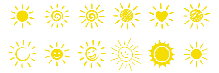Sun icons vector symbol set