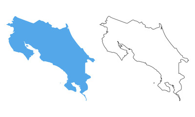 Fototapeta premium Costa Rica country map. Map in various outline and blue silhouette styles