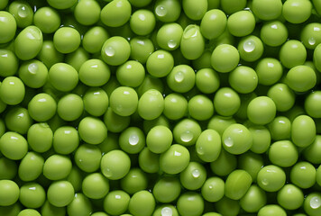 Green Peas Floating in Creamy Milk Seamless Pattern